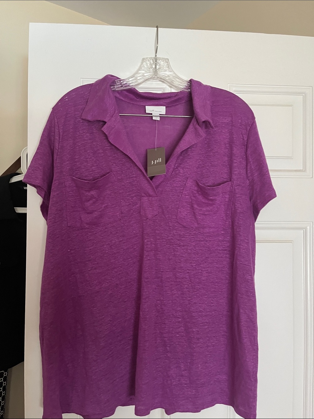J. Jill Purple Short-Sleeve V-Neck Pocket Tunic